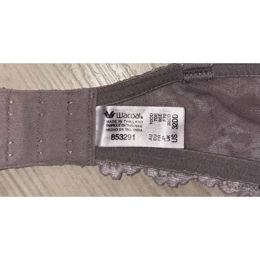 Wacoal 853291 Embrace Lace Contour Bra Lined Underwire Floral Womens 32DD Gray - Picture 6 of 6